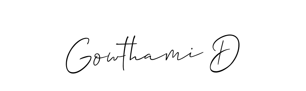 Create a beautiful signature design for name Gowthami D. With this signature (Allison_Script) fonts, you can make a handwritten signature for free. Gowthami D signature style 2 images and pictures png