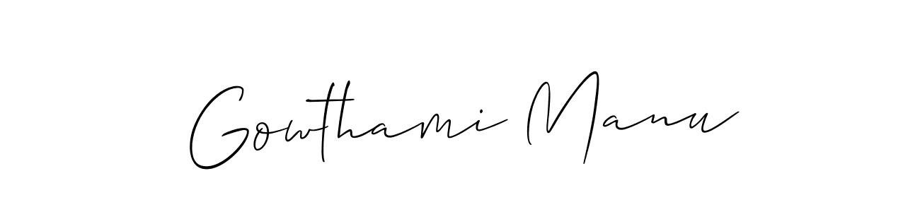 Also we have Gowthami Manu name is the best signature style. Create professional handwritten signature collection using Allison_Script autograph style. Gowthami Manu signature style 2 images and pictures png