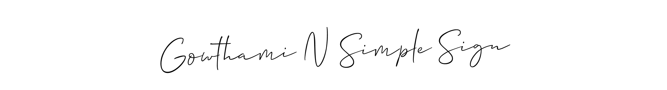 The best way (Allison_Script) to make a short signature is to pick only two or three words in your name. The name Gowthami N Simple Sign include a total of six letters. For converting this name. Gowthami N Simple Sign signature style 2 images and pictures png