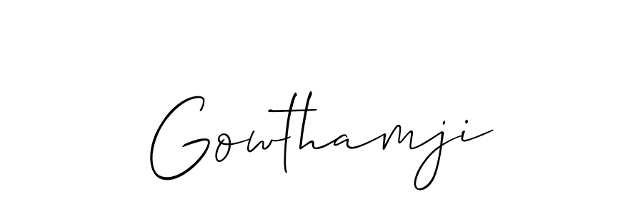 if you are searching for the best signature style for your name Gowthamji. so please give up your signature search. here we have designed multiple signature styles  using Allison_Script. Gowthamji signature style 2 images and pictures png