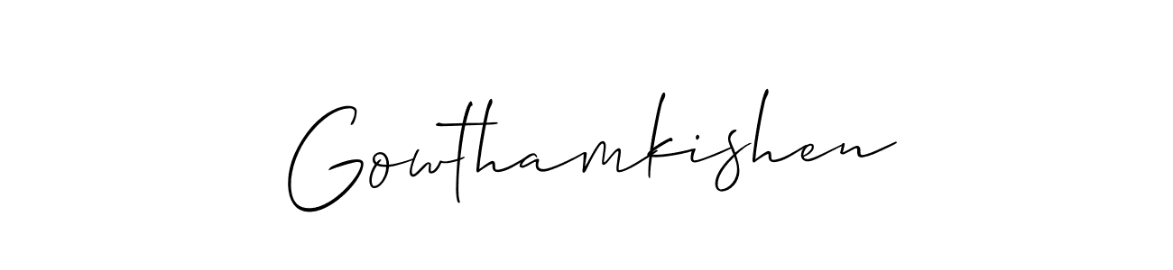You should practise on your own different ways (Allison_Script) to write your name (Gowthamkishen) in signature. don't let someone else do it for you. Gowthamkishen signature style 2 images and pictures png