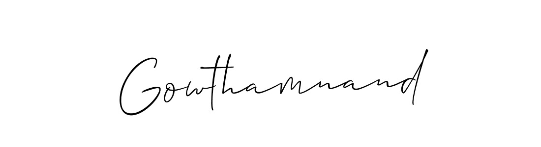 Make a beautiful signature design for name Gowthamnand. With this signature (Allison_Script) style, you can create a handwritten signature for free. Gowthamnand signature style 2 images and pictures png
