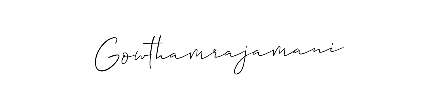 Use a signature maker to create a handwritten signature online. With this signature software, you can design (Allison_Script) your own signature for name Gowthamrajamani. Gowthamrajamani signature style 2 images and pictures png
