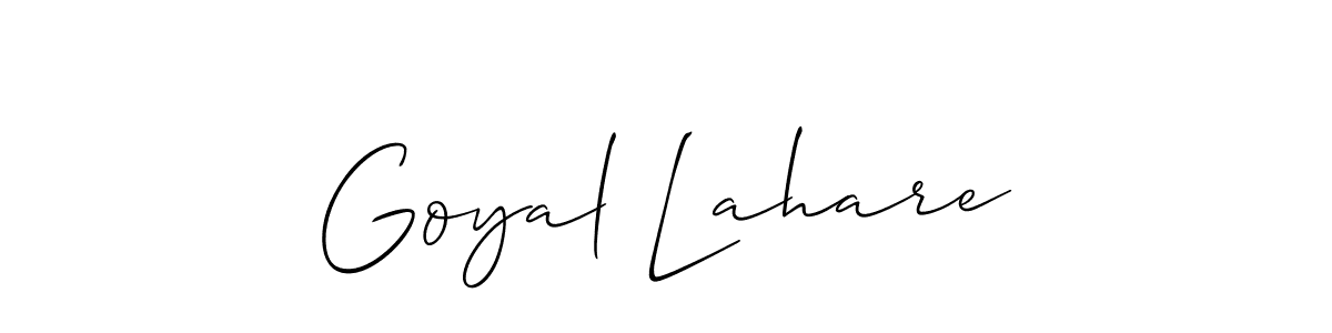 The best way (Allison_Script) to make a short signature is to pick only two or three words in your name. The name Goyal Lahare include a total of six letters. For converting this name. Goyal Lahare signature style 2 images and pictures png