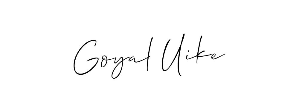 Create a beautiful signature design for name Goyal Uike. With this signature (Allison_Script) fonts, you can make a handwritten signature for free. Goyal Uike signature style 2 images and pictures png