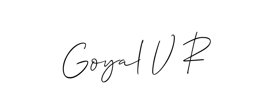 Check out images of Autograph of Goyal V R name. Actor Goyal V R Signature Style. Allison_Script is a professional sign style online. Goyal V R signature style 2 images and pictures png