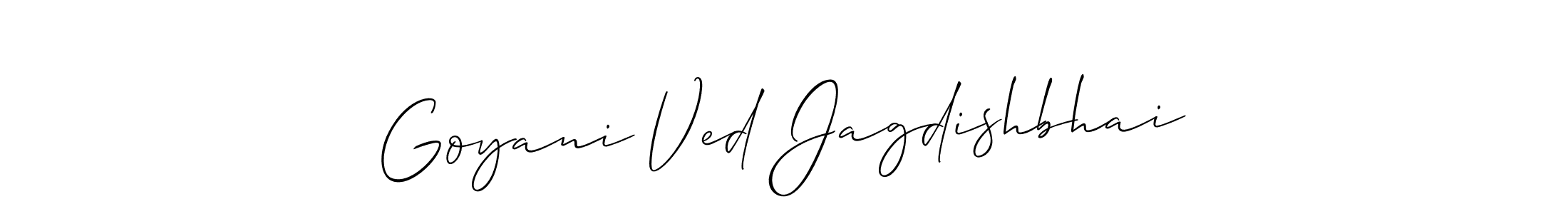 Also You can easily find your signature by using the search form. We will create Goyani Ved Jagdishbhai name handwritten signature images for you free of cost using Allison_Script sign style. Goyani Ved Jagdishbhai signature style 2 images and pictures png