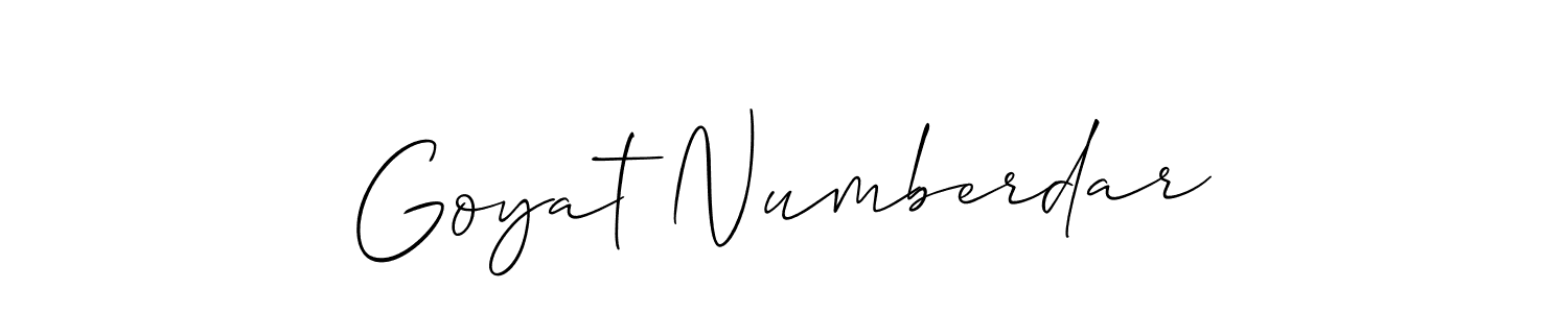 The best way (Allison_Script) to make a short signature is to pick only two or three words in your name. The name Goyat Numberdar include a total of six letters. For converting this name. Goyat Numberdar signature style 2 images and pictures png