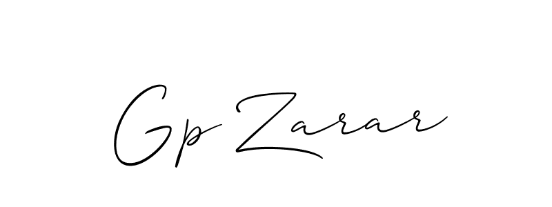 Allison_Script is a professional signature style that is perfect for those who want to add a touch of class to their signature. It is also a great choice for those who want to make their signature more unique. Get Gp Zarar name to fancy signature for free. Gp Zarar signature style 2 images and pictures png