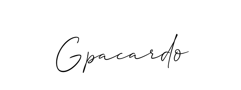 Make a short Gpacardo signature style. Manage your documents anywhere anytime using Allison_Script. Create and add eSignatures, submit forms, share and send files easily. Gpacardo signature style 2 images and pictures png