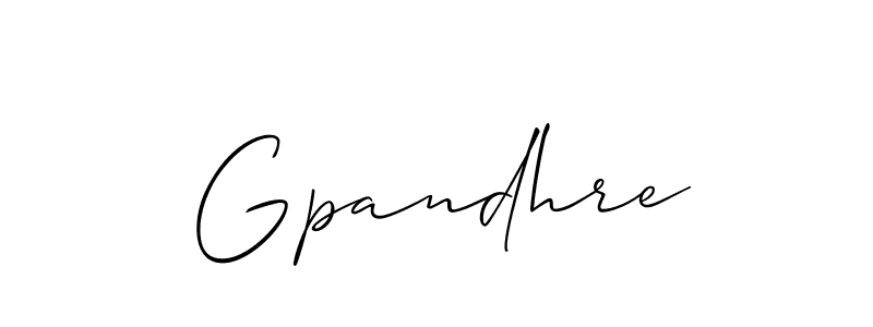 if you are searching for the best signature style for your name Gpandhre. so please give up your signature search. here we have designed multiple signature styles  using Allison_Script. Gpandhre signature style 2 images and pictures png