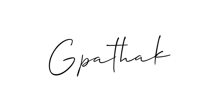 Use a signature maker to create a handwritten signature online. With this signature software, you can design (Allison_Script) your own signature for name Gpathak. Gpathak signature style 2 images and pictures png