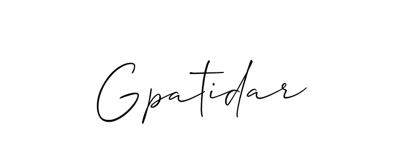 It looks lik you need a new signature style for name Gpatidar. Design unique handwritten (Allison_Script) signature with our free signature maker in just a few clicks. Gpatidar signature style 2 images and pictures png