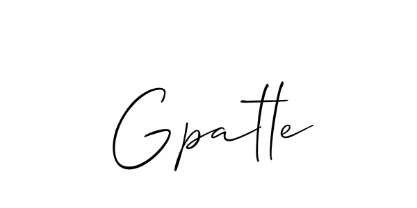 Use a signature maker to create a handwritten signature online. With this signature software, you can design (Allison_Script) your own signature for name Gpatle. Gpatle signature style 2 images and pictures png