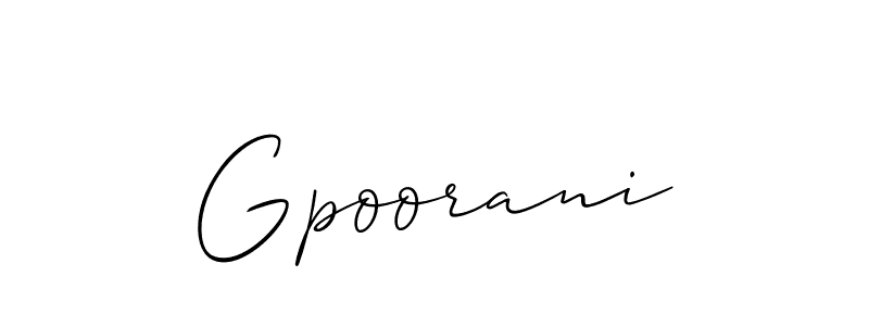 It looks lik you need a new signature style for name Gpoorani. Design unique handwritten (Allison_Script) signature with our free signature maker in just a few clicks. Gpoorani signature style 2 images and pictures png