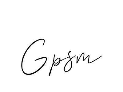 Design your own signature with our free online signature maker. With this signature software, you can create a handwritten (Allison_Script) signature for name Gpsm. Gpsm signature style 2 images and pictures png