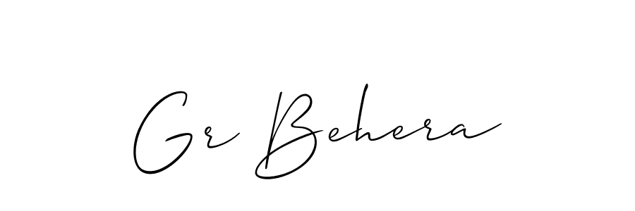 How to make Gr Behera name signature. Use Allison_Script style for creating short signs online. This is the latest handwritten sign. Gr Behera signature style 2 images and pictures png