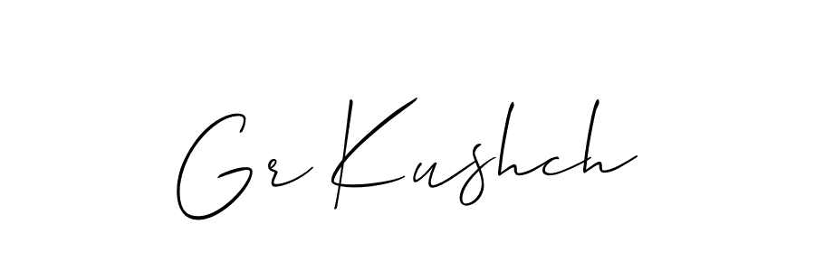 Allison_Script is a professional signature style that is perfect for those who want to add a touch of class to their signature. It is also a great choice for those who want to make their signature more unique. Get Gr Kushch name to fancy signature for free. Gr Kushch signature style 2 images and pictures png