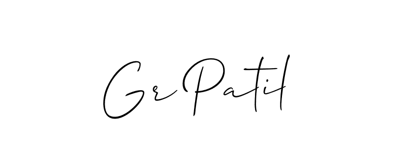 The best way (Allison_Script) to make a short signature is to pick only two or three words in your name. The name Gr Patil include a total of six letters. For converting this name. Gr Patil signature style 2 images and pictures png