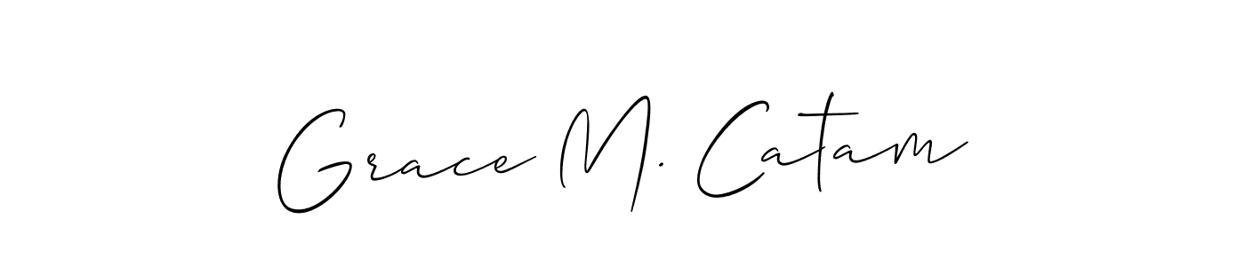It looks lik you need a new signature style for name Grace M. Catam. Design unique handwritten (Allison_Script) signature with our free signature maker in just a few clicks. Grace M. Catam signature style 2 images and pictures png