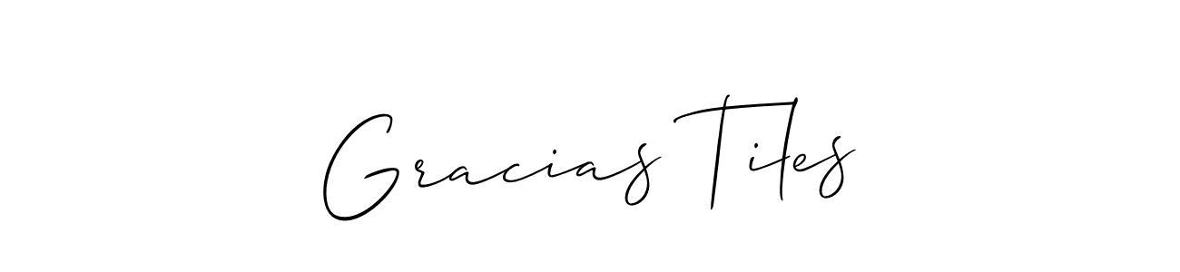 Make a beautiful signature design for name Gracias Tiles. With this signature (Allison_Script) style, you can create a handwritten signature for free. Gracias Tiles signature style 2 images and pictures png