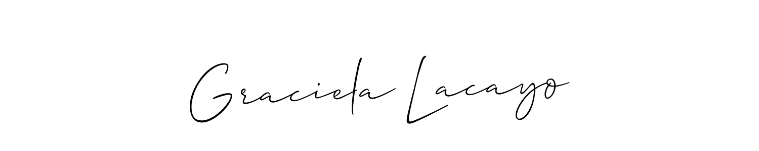 It looks lik you need a new signature style for name Graciela Lacayo. Design unique handwritten (Allison_Script) signature with our free signature maker in just a few clicks. Graciela Lacayo signature style 2 images and pictures png