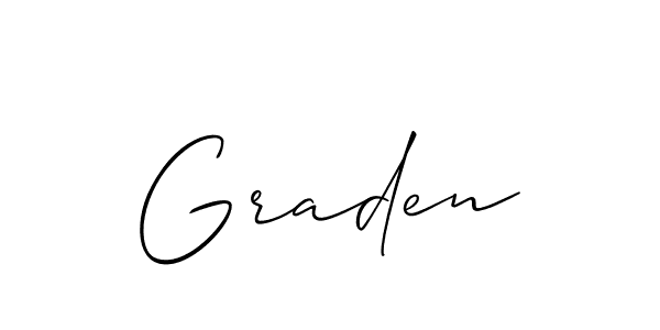 Make a short Graden signature style. Manage your documents anywhere anytime using Allison_Script. Create and add eSignatures, submit forms, share and send files easily. Graden signature style 2 images and pictures png