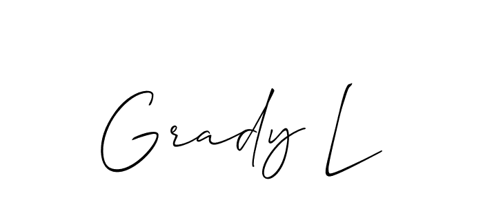 The best way (Allison_Script) to make a short signature is to pick only two or three words in your name. The name Grady L include a total of six letters. For converting this name. Grady L signature style 2 images and pictures png