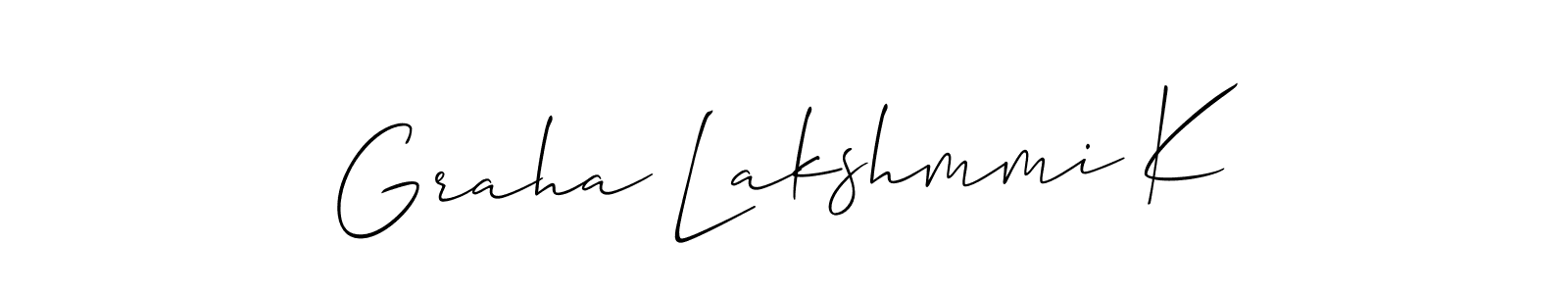 Make a short Graha Lakshmmi K signature style. Manage your documents anywhere anytime using Allison_Script. Create and add eSignatures, submit forms, share and send files easily. Graha Lakshmmi K signature style 2 images and pictures png