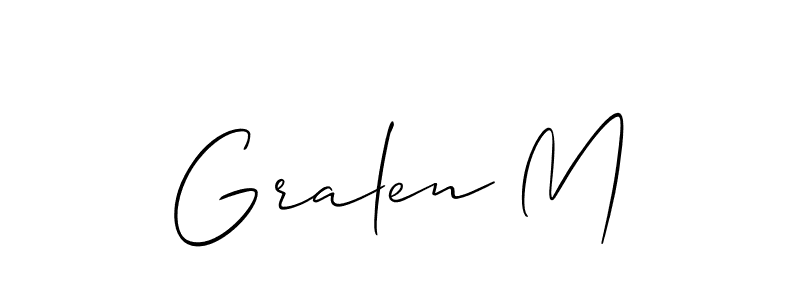 if you are searching for the best signature style for your name Gralen M. so please give up your signature search. here we have designed multiple signature styles  using Allison_Script. Gralen M signature style 2 images and pictures png