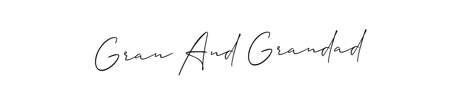 Create a beautiful signature design for name Gran And Grandad. With this signature (Allison_Script) fonts, you can make a handwritten signature for free. Gran And Grandad signature style 2 images and pictures png