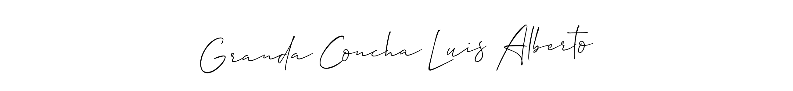 Similarly Allison_Script is the best handwritten signature design. Signature creator online .You can use it as an online autograph creator for name Granda Concha Luis Alberto. Granda Concha Luis Alberto signature style 2 images and pictures png