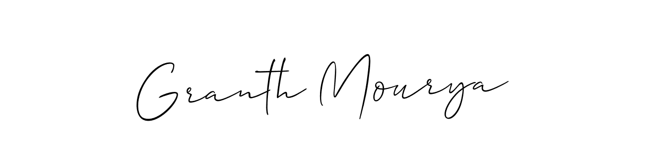 The best way (Allison_Script) to make a short signature is to pick only two or three words in your name. The name Granth Mourya include a total of six letters. For converting this name. Granth Mourya signature style 2 images and pictures png