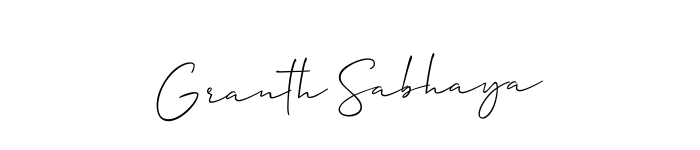 Design your own signature with our free online signature maker. With this signature software, you can create a handwritten (Allison_Script) signature for name Granth Sabhaya. Granth Sabhaya signature style 2 images and pictures png