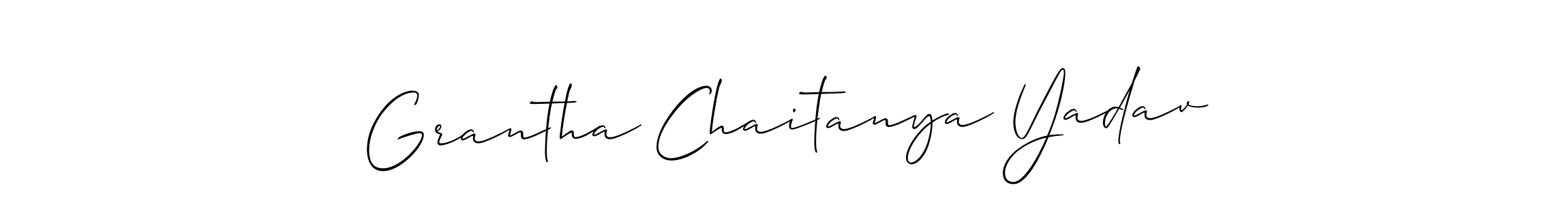 Allison_Script is a professional signature style that is perfect for those who want to add a touch of class to their signature. It is also a great choice for those who want to make their signature more unique. Get Grantha Chaitanya Yadav name to fancy signature for free. Grantha Chaitanya Yadav signature style 2 images and pictures png