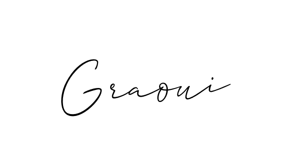 How to Draw Graoui signature style? Allison_Script is a latest design signature styles for name Graoui. Graoui signature style 2 images and pictures png