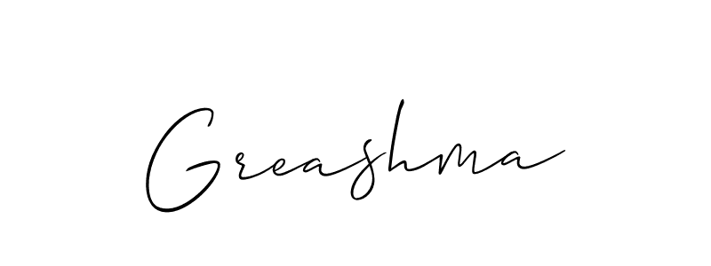 Create a beautiful signature design for name Greashma. With this signature (Allison_Script) fonts, you can make a handwritten signature for free. Greashma signature style 2 images and pictures png