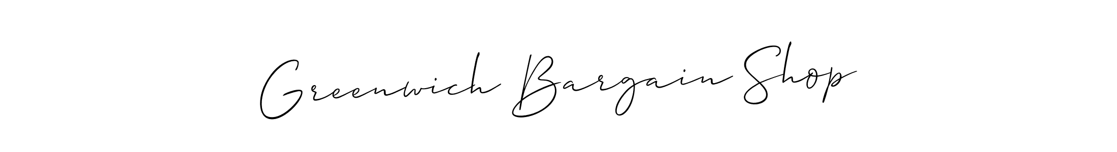 Make a beautiful signature design for name Greenwich Bargain Shop. With this signature (Allison_Script) style, you can create a handwritten signature for free. Greenwich Bargain Shop signature style 2 images and pictures png