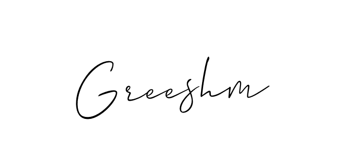 It looks lik you need a new signature style for name Greeshm. Design unique handwritten (Allison_Script) signature with our free signature maker in just a few clicks. Greeshm signature style 2 images and pictures png