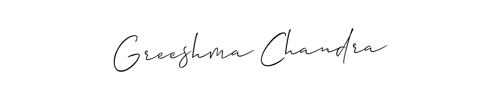 Design your own signature with our free online signature maker. With this signature software, you can create a handwritten (Allison_Script) signature for name Greeshma Chandra. Greeshma Chandra signature style 2 images and pictures png