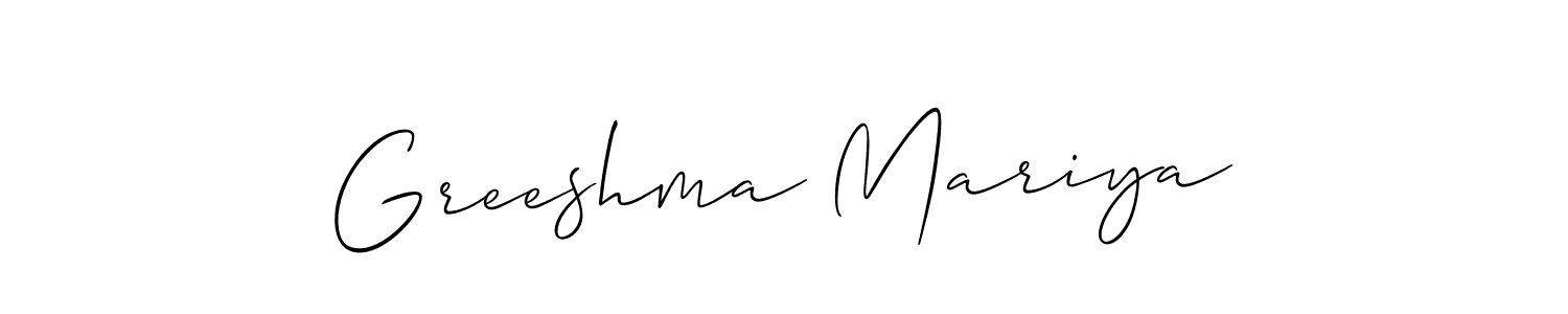 Design your own signature with our free online signature maker. With this signature software, you can create a handwritten (Allison_Script) signature for name Greeshma Mariya. Greeshma Mariya signature style 2 images and pictures png