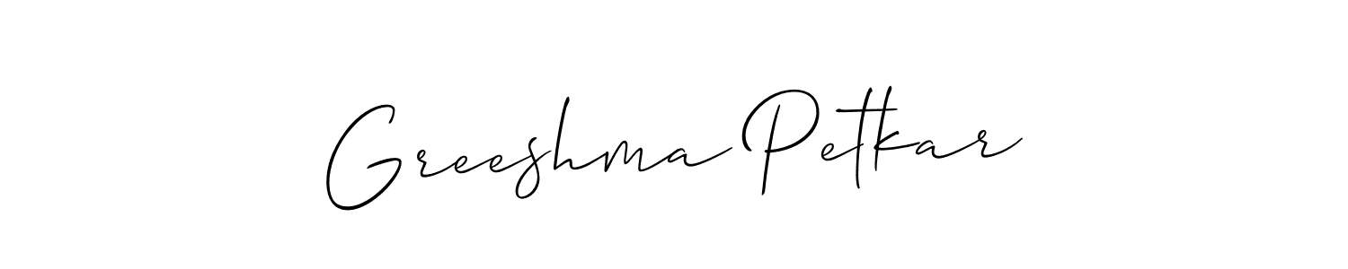 The best way (Allison_Script) to make a short signature is to pick only two or three words in your name. The name Greeshma Petkar include a total of six letters. For converting this name. Greeshma Petkar signature style 2 images and pictures png