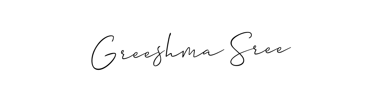 How to make Greeshma Sree signature? Allison_Script is a professional autograph style. Create handwritten signature for Greeshma Sree name. Greeshma Sree signature style 2 images and pictures png