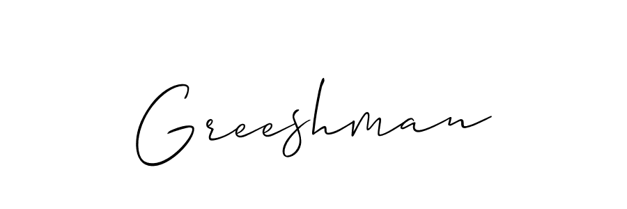 Make a short Greeshman signature style. Manage your documents anywhere anytime using Allison_Script. Create and add eSignatures, submit forms, share and send files easily. Greeshman signature style 2 images and pictures png