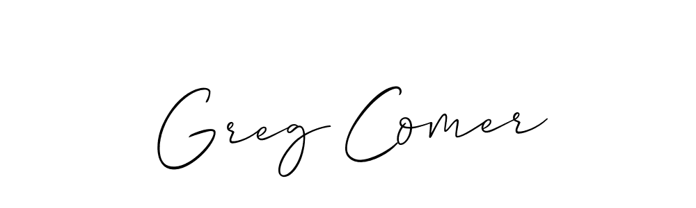 It looks lik you need a new signature style for name Greg Comer. Design unique handwritten (Allison_Script) signature with our free signature maker in just a few clicks. Greg Comer signature style 2 images and pictures png