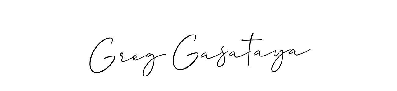 Create a beautiful signature design for name Greg Gasataya. With this signature (Allison_Script) fonts, you can make a handwritten signature for free. Greg Gasataya signature style 2 images and pictures png