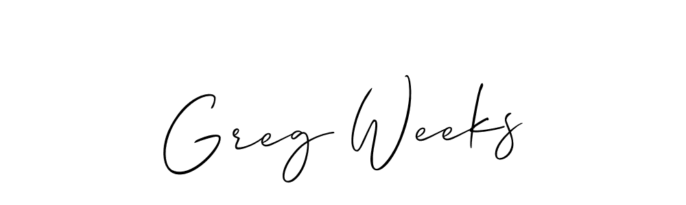 The best way (Allison_Script) to make a short signature is to pick only two or three words in your name. The name Greg Weeks include a total of six letters. For converting this name. Greg Weeks signature style 2 images and pictures png