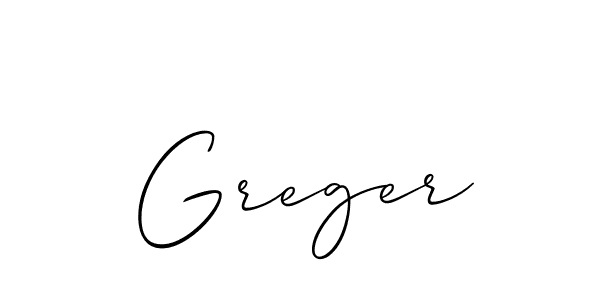 Design your own signature with our free online signature maker. With this signature software, you can create a handwritten (Allison_Script) signature for name Greger. Greger signature style 2 images and pictures png