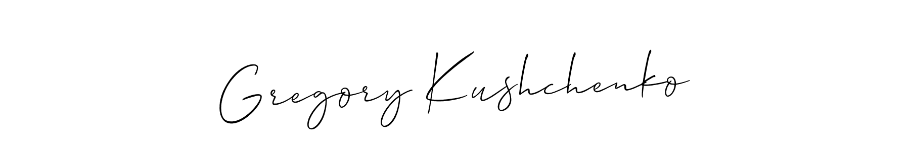 Make a beautiful signature design for name Gregory Kushchenko. With this signature (Allison_Script) style, you can create a handwritten signature for free. Gregory Kushchenko signature style 2 images and pictures png