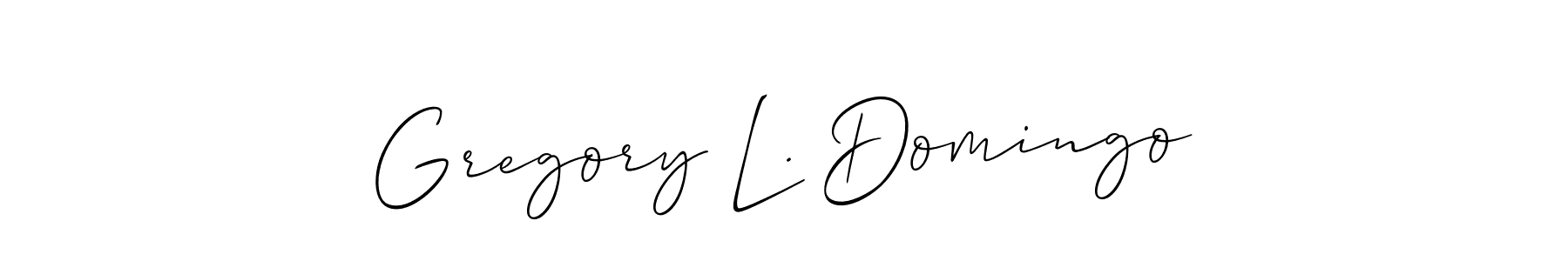 The best way (Allison_Script) to make a short signature is to pick only two or three words in your name. The name Gregory L. Domingo include a total of six letters. For converting this name. Gregory L. Domingo signature style 2 images and pictures png